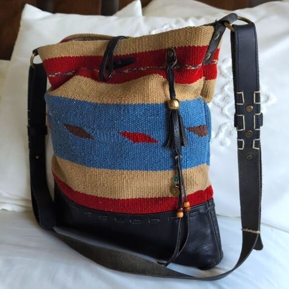 RAJ Anthropology 90s Kilim Dhurrie Carpet Bag - Picture 12 of 12